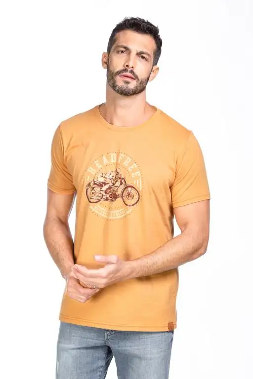 Camiseta Plus Size Masculina Head Free Motorcycle Culture