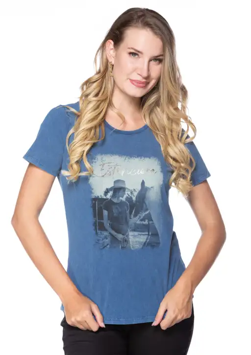 Tshirt Feminina Estanciera Azul Horse 