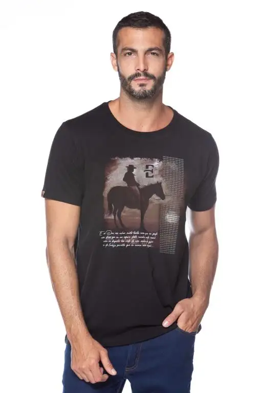 Camiseta Masculina Estanciero Por Do Sol Paisagem