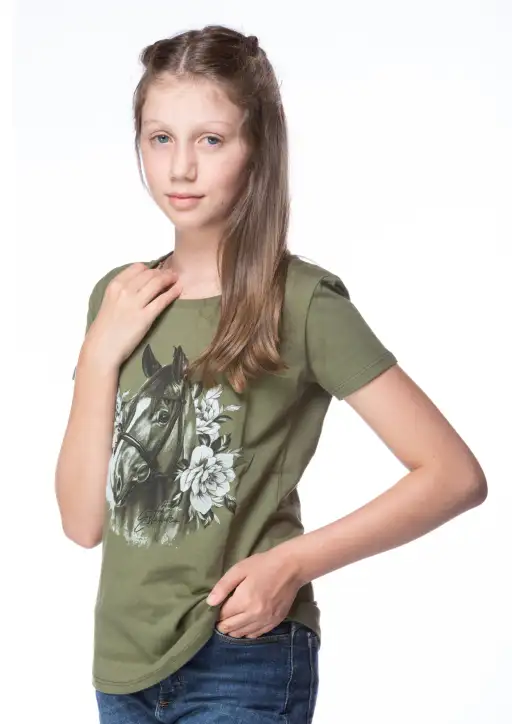 Tshirt Infantil Cavalo E Flores Feminina