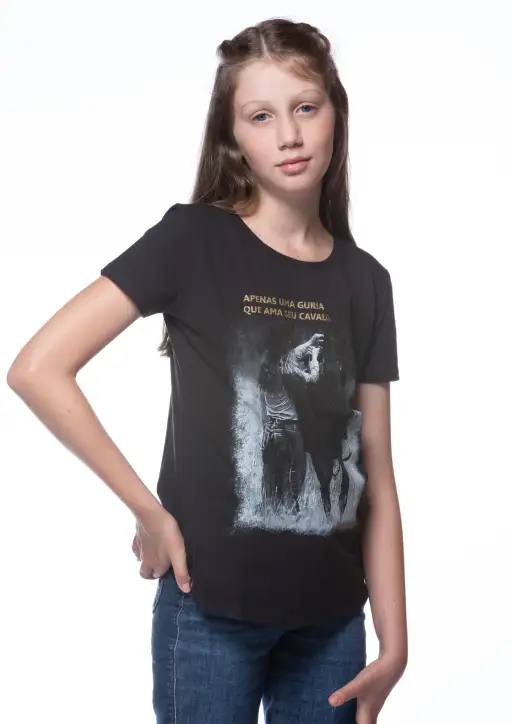 Tshirt Juvenil Estanciero Guria Que Ama seu Cavalo