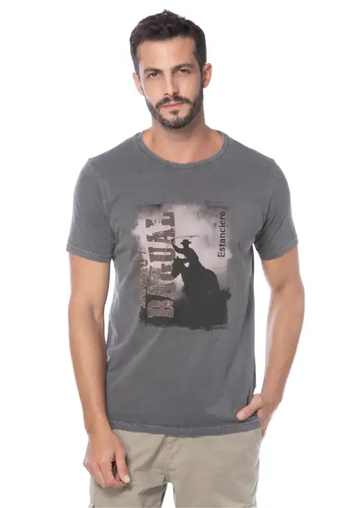 Camiseta Masculina Estanciero Bagual Cinza
