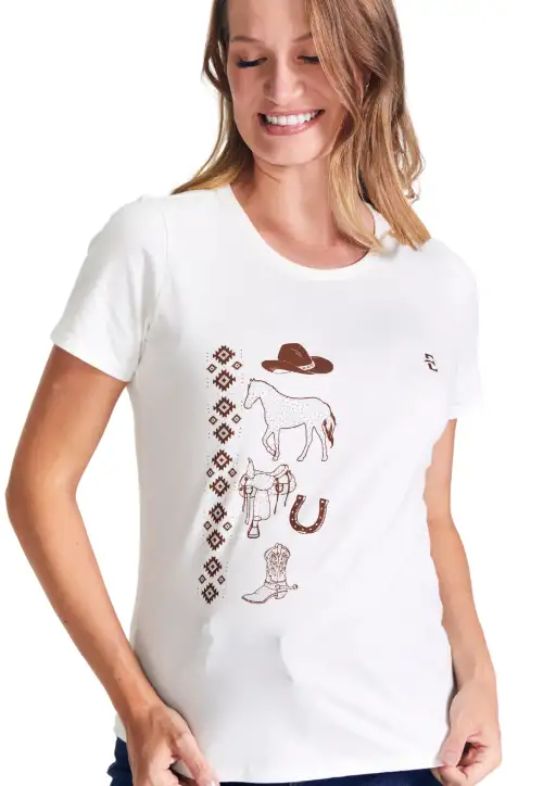 Tshirt Feminina Estanciera Faroeste Brilho Strass