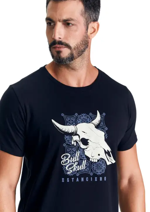 Camiseta Masculina Estanciero Bull Skull