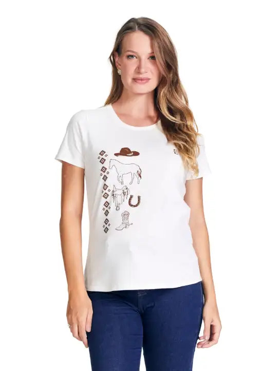 Tshirt Feminina Estanciera Faroeste Brilho Strass