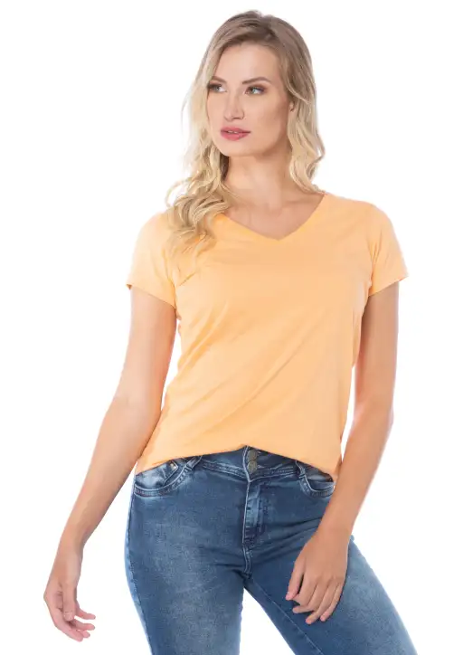 T-shirt Feminina Head Free Básica Decote V