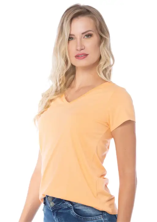T-shirt Feminina Head Free Básica Decote V