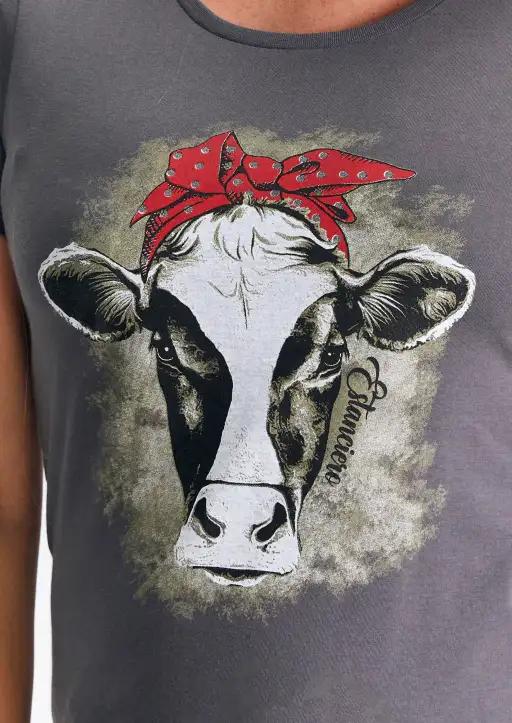 Tshirt Feminina Estanciera Vaquinha Com Lacinho 