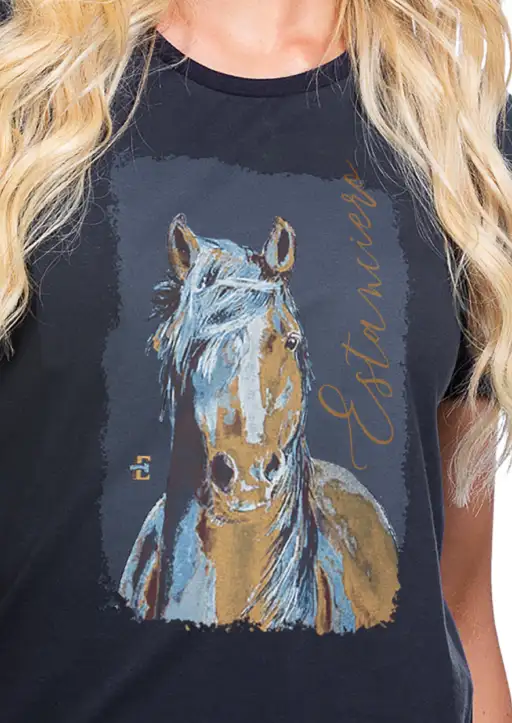 Tshirt Feminina Estanciera Cavalo Multicores