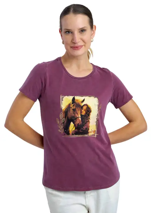 Tshirt Feminina Estanciera Menina e Cavalo 