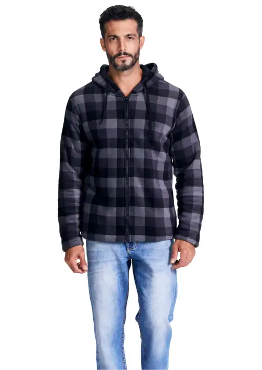 Jaqueta Sherpa Xadrez com Capuz Masculina Head Free