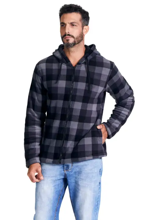 Jaqueta Sherpa Xadrez com Capuz Masculina Head Free