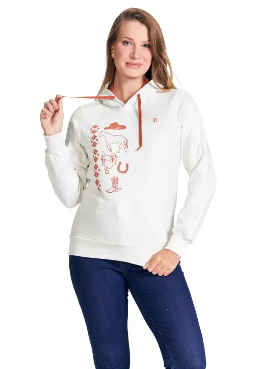 Moletom Capuz Feminino Estanciero com Strass