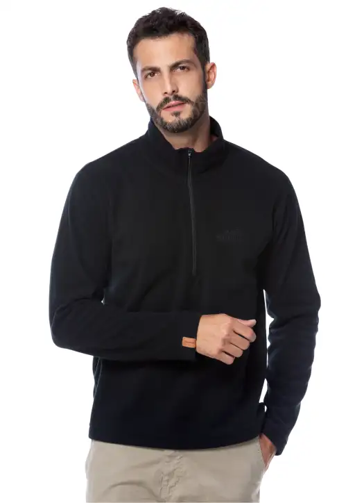 Blusa Microsoft Estanciero Meio Ziper Masculina