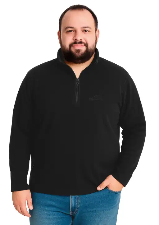 Blusa Microsoft  Estanciero Meio Ziper Masculina Plus Size