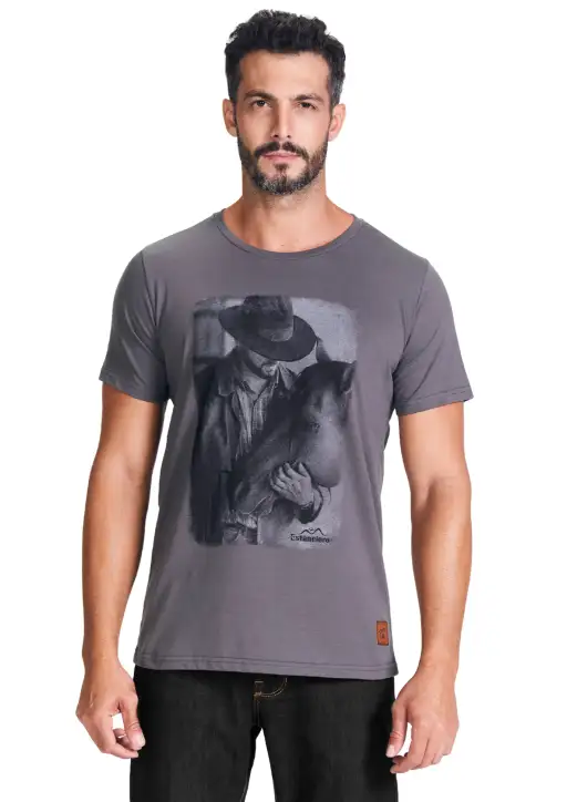 Camiseta Masculina Estanciero Homem e Cavalo