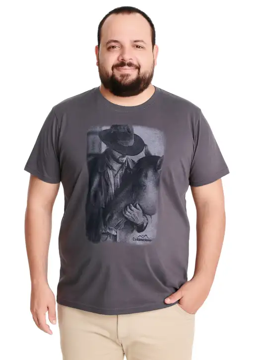 Camiseta Masculina Estanciero Homem e Cavalo Plus Size 