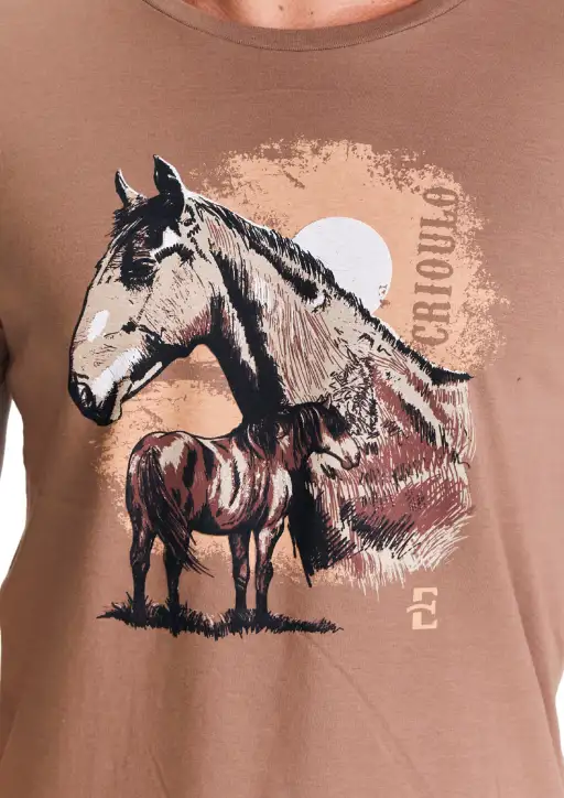 Camiseta Masculina Estanciero Cavalo Esboço