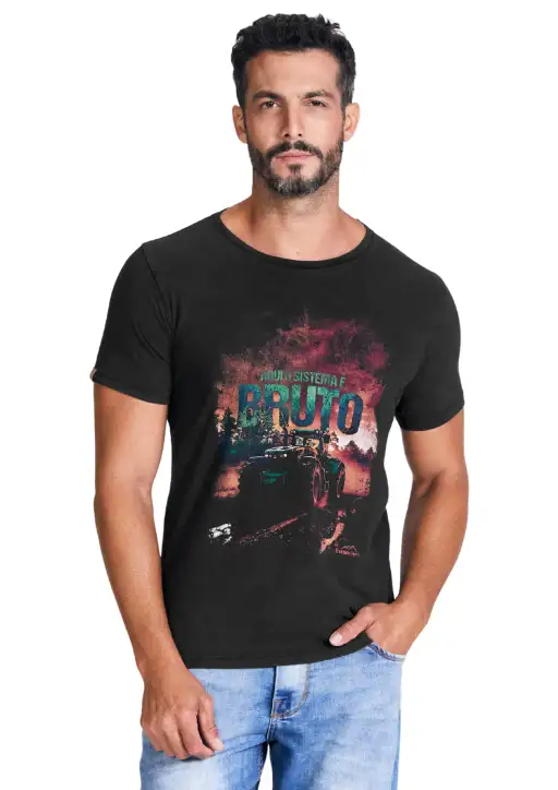 Camiseta Masculina Estanciero Aqui o Sistema é Bruto