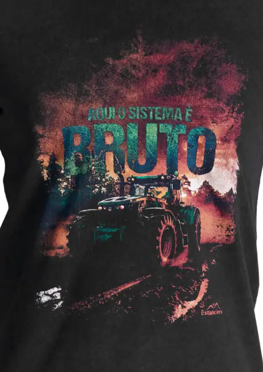 Camiseta Masculina Estanciero Aqui o Sistema é Bruto