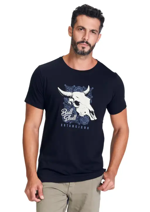 Camiseta Masculina Estanciero Bull Skull