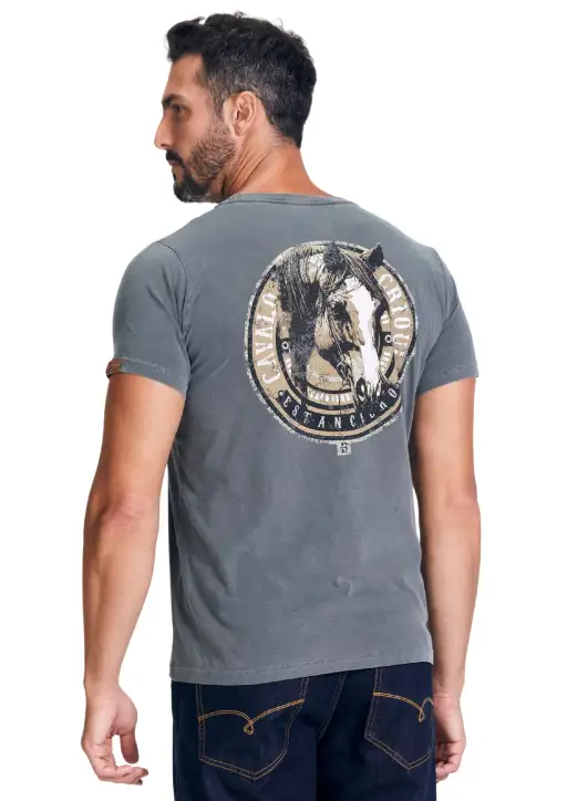 Camiseta Masculina Estanciero Cavalo Crioulo Costas