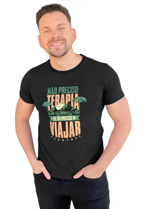 Camiseta Masculina Head Free Não Preciso de Terapia Estonada