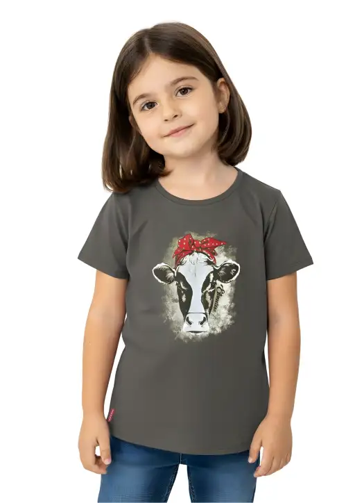 Shirt Infantil Feminina Estanciera Vaquinha Com Lacinho 