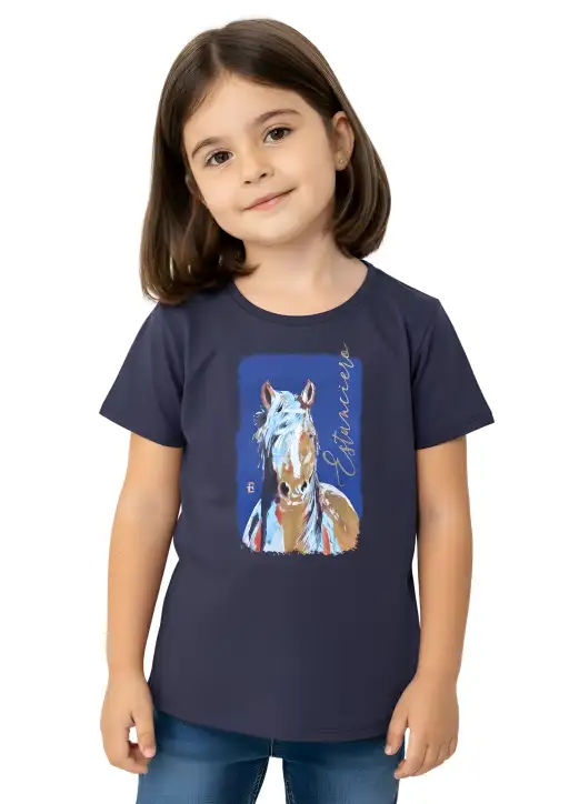 Shirt Infantil Feminina Estanciera Cavalo Multicores