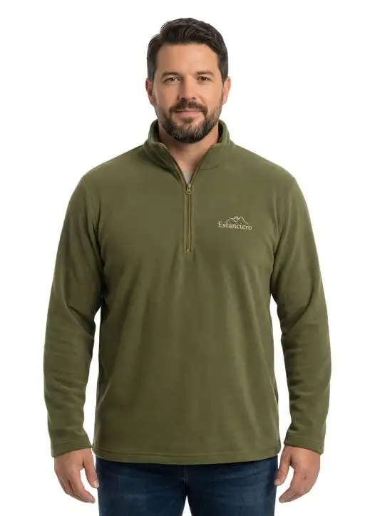 Blusa Plus size Soft Fleece Masculina Estanciero  Meio Ziper
