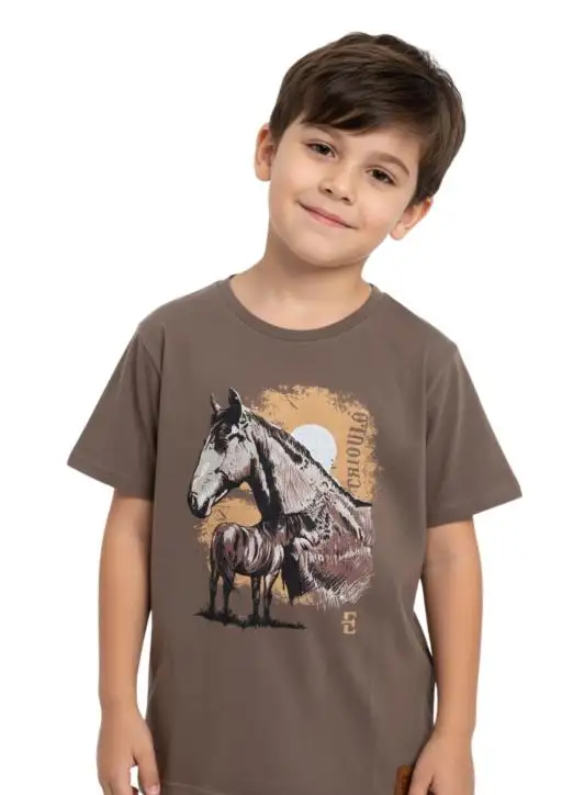 Camiseta Infantil Masculina Estanciero Crioula com Potro