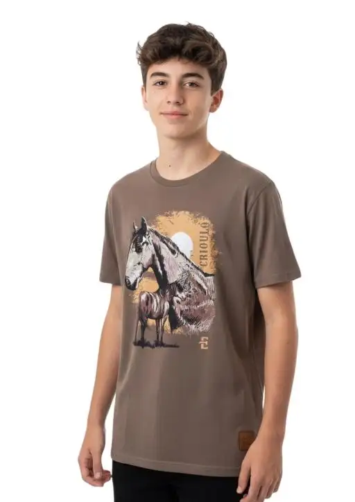 Camiseta Juvenil Masculina Estanciero Crioula com Potro