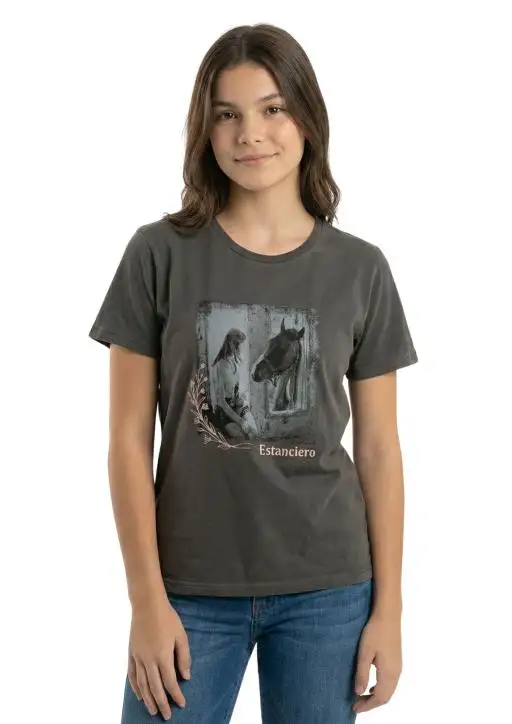 Shirt Juvenil Feminina Estanciera Cavalo na Janela