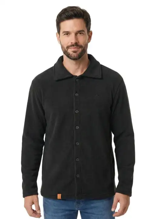 Blusa Masculina Sherpa Estanciero com Botões Peluciada
