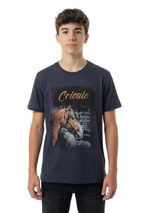 Camiseta Juvenil Masculina Estanciero Cavalo Crioulo