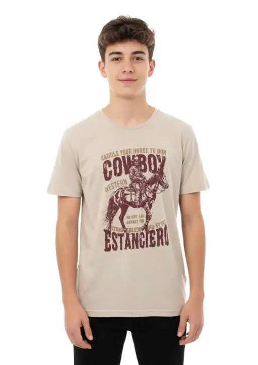 Camiseta Juvenil Masculina Cowboy Western Estanciero