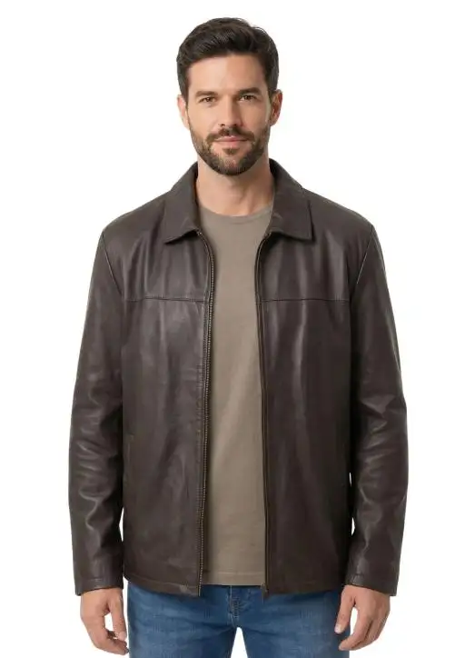 Jaqueta Masculina Couro Natural Estanciero Gola Tradicional