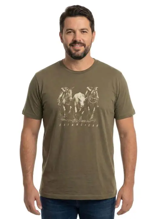 Camiseta Plus Size Estanciero Cavalos Paleteada Dupla