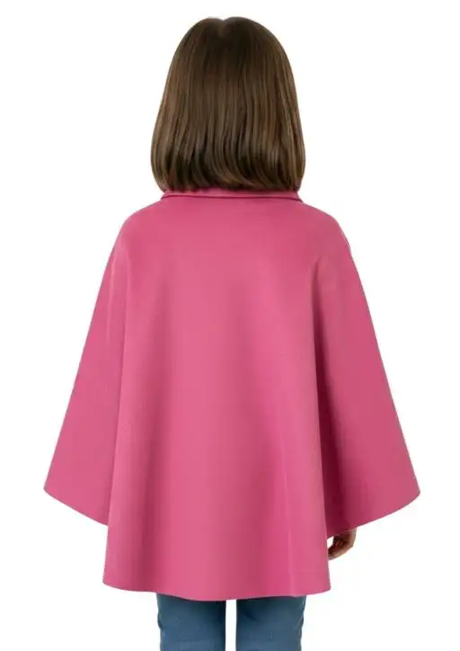 Poncho Suede Aveludado Infantil  Gola com Fecho Metálico