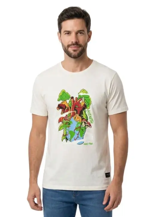 Camiseta Masculina Head Free Heart Nature – 100% Algodão