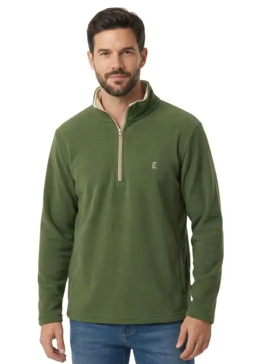 Blusa Soft Fleece Bicolor Masculina Estanciero Meio Zíper 