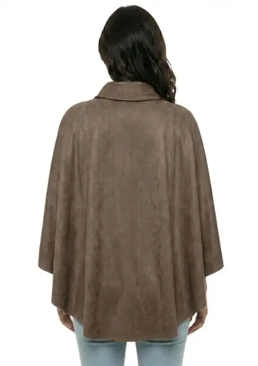 Poncho de Suede Aveludado Estanciero Gola com Fecho Metálico