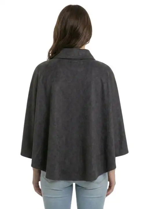 Poncho Suede Juvenil  Forrado Gola Fecho Metálico Estanciero