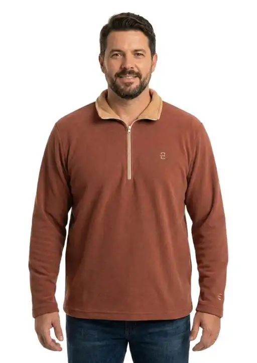 Blusa Soft Plus Size Fleece Bicolor Masculina Estanciero 